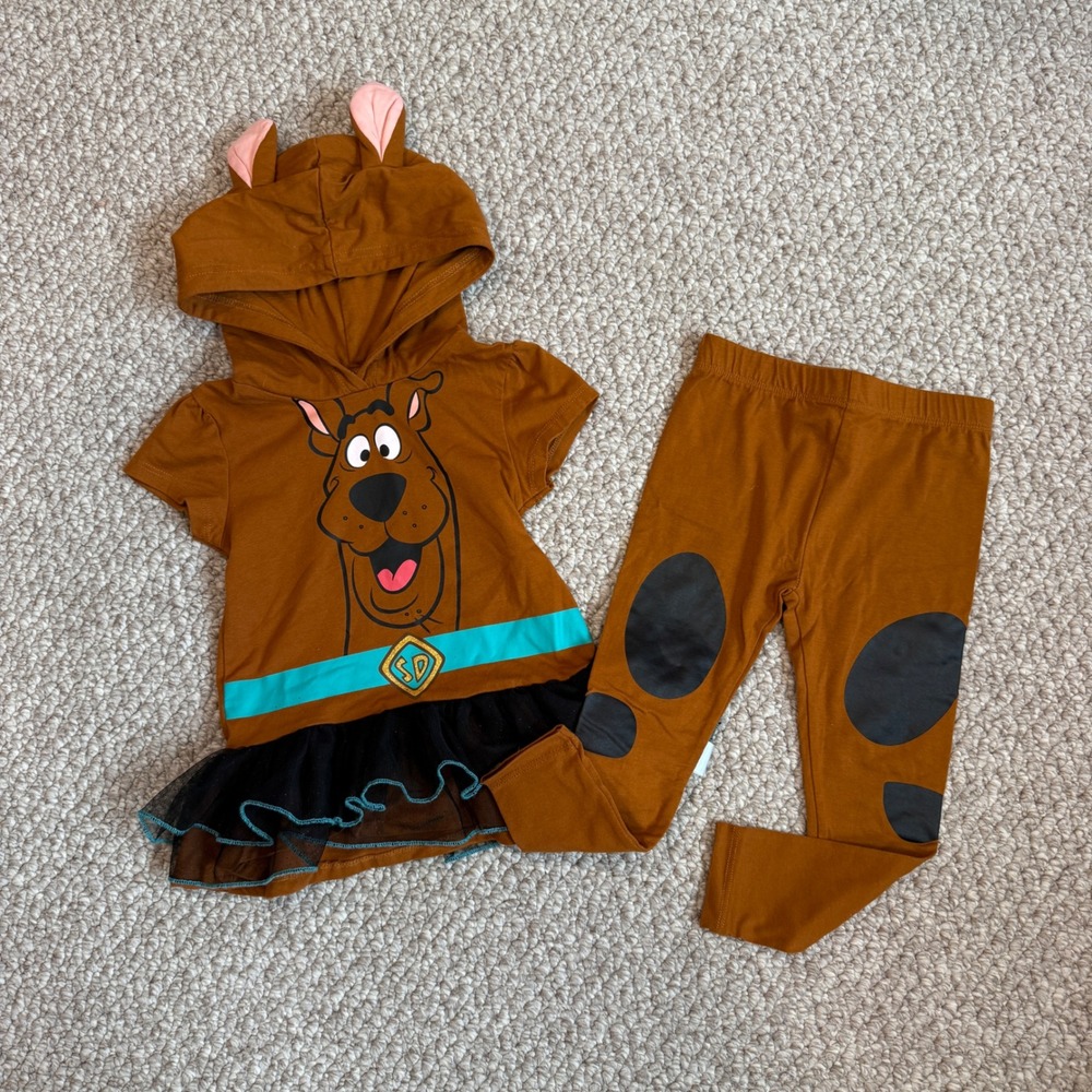 Scooby-Doo Girls 2-Piece Hooded Tunic and Leggings Set Brown Size 3T  Outfit